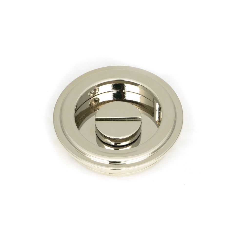 From The Anvil - Polished Nickel 60mm Art Deco Round Pull - Privacy Set | Sku. 50164 | Trade Door Handles.