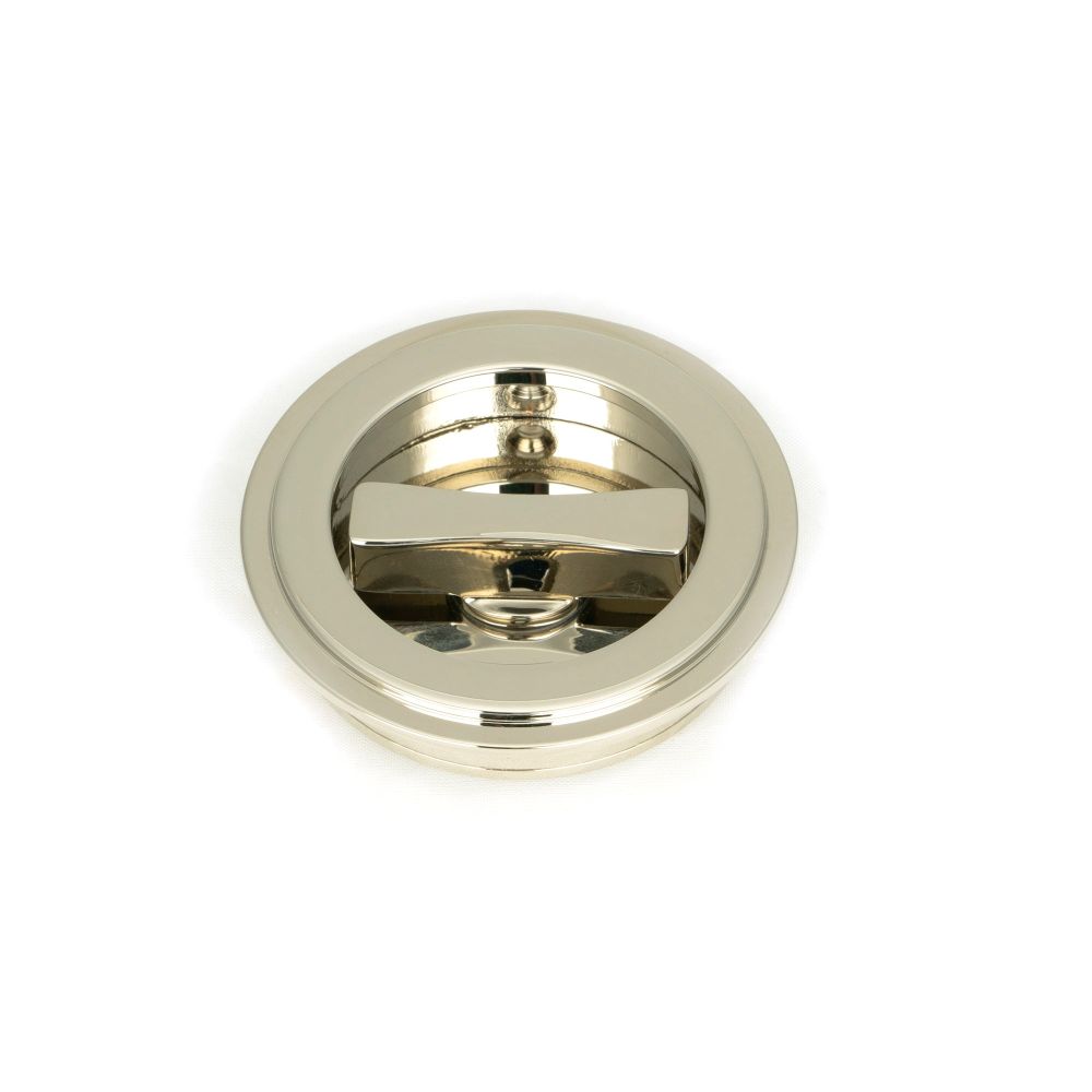 From The Anvil - Polished Nickel 60mm Art Deco Round Pull - Privacy Set | Sku. 50164 | Trade Door Handles.