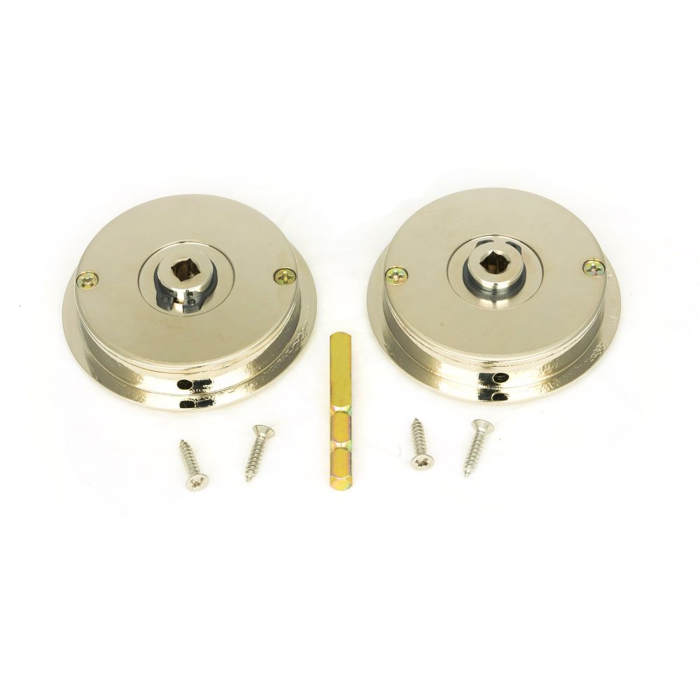 From The Anvil - Polished Nickel 60mm Art Deco Round Pull - Privacy Set | Sku. 50164 | Trade Door Handles.