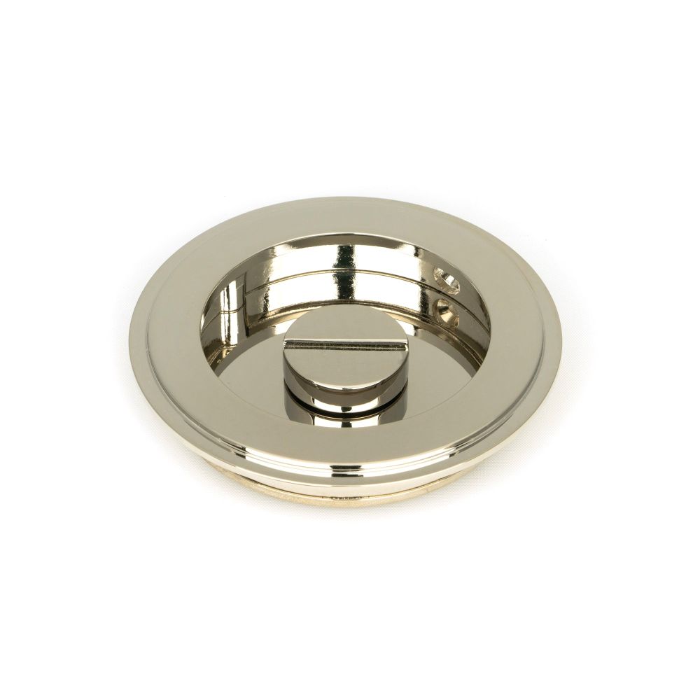 From The Anvil - Polished Nickel 75mm Art Deco Round Pull - Privacy Set | Sku. 50165 | Trade Door Handles.