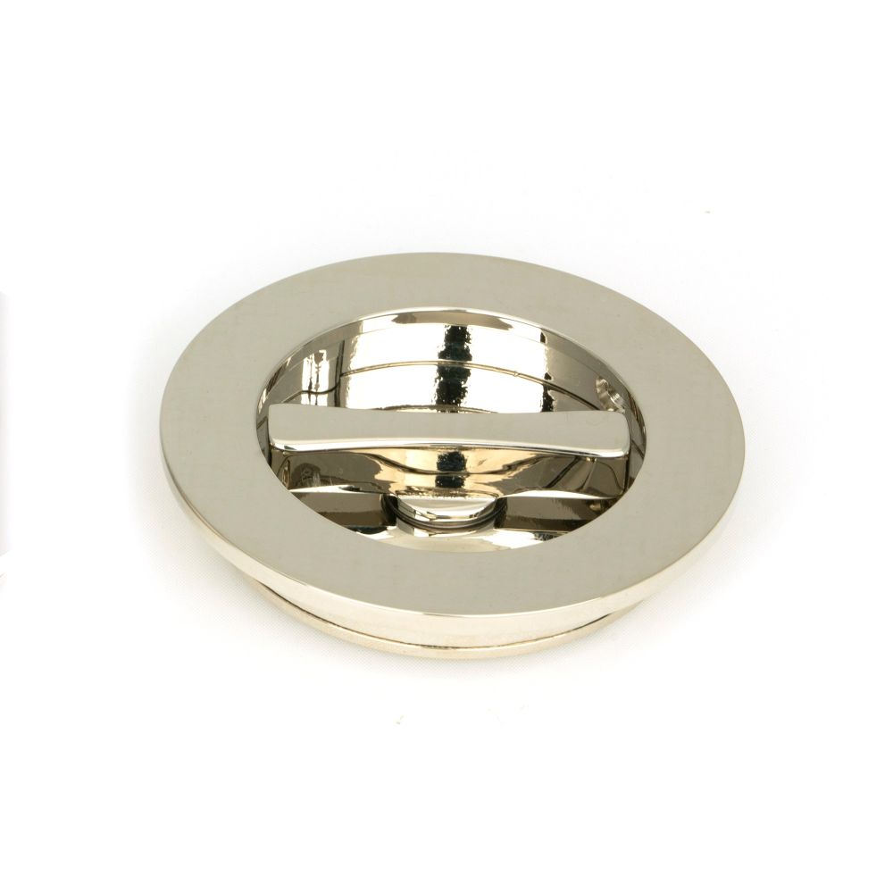 From The Anvil - Polished Nickel 75mm Plain Round Pull - Privacy Set | Sku. 50167 | Trade Door Handles.