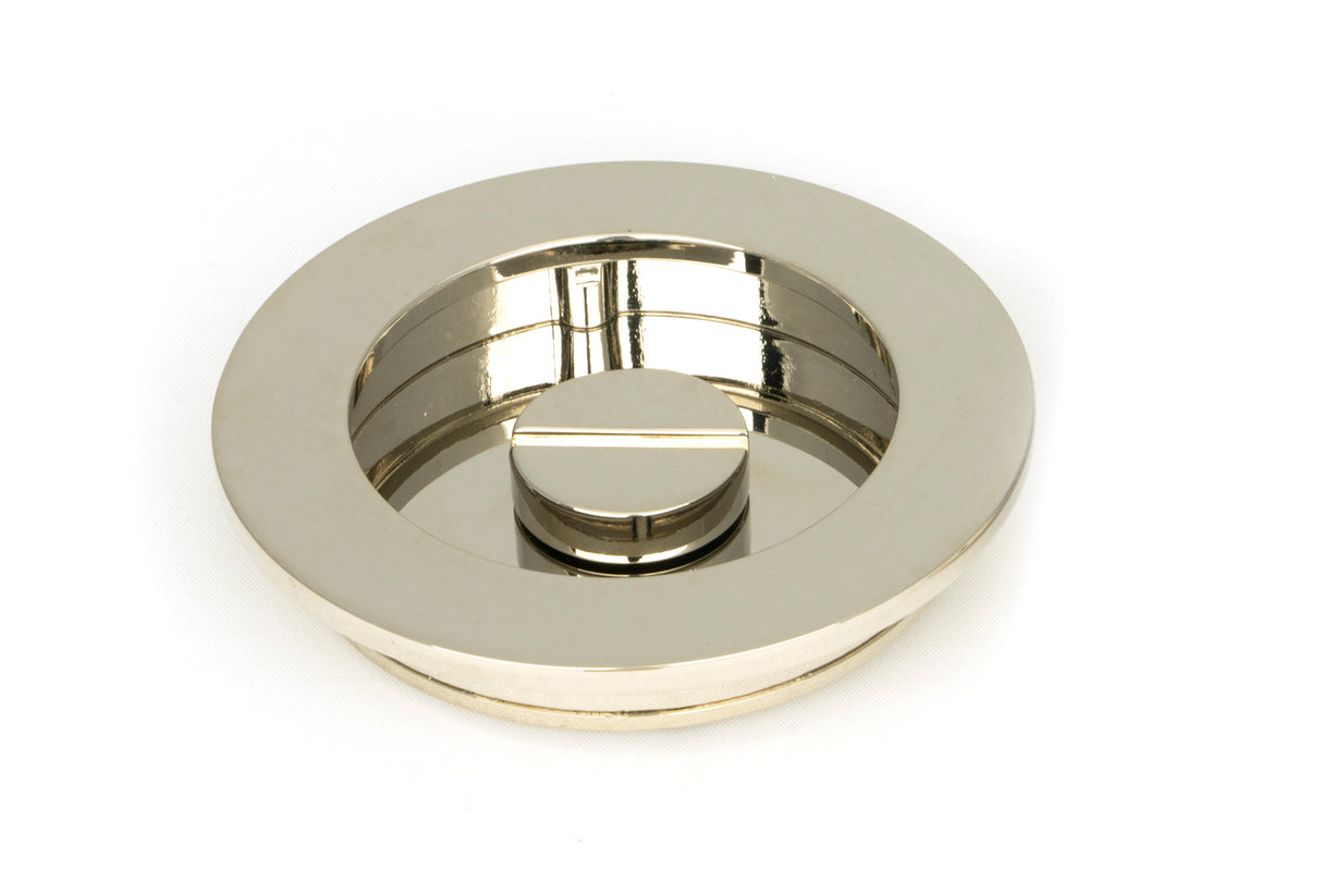 From The Anvil - Polished Nickel 75mm Plain Round Pull - Privacy Set | Sku. 50167 | Trade Door Handles.