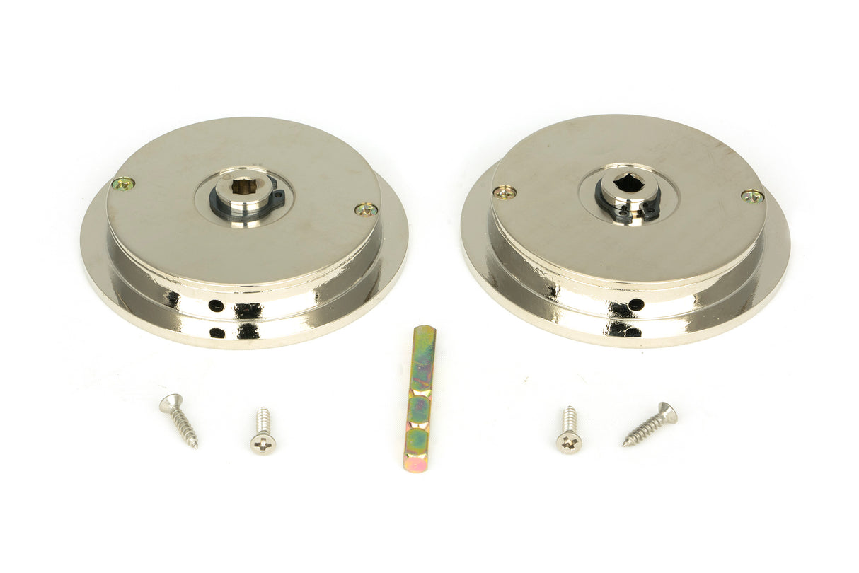 From The Anvil - Polished Nickel 75mm Plain Round Pull - Privacy Set | Sku. 50167 | Trade Door Handles.