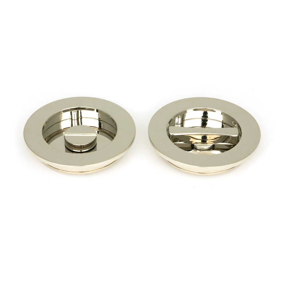 From The Anvil - Polished Nickel 75mm Plain Round Pull - Privacy Set | Sku. 50167 | Trade Door Handles.