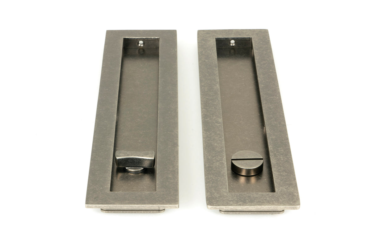 From The Anvil - Pewter 250mm Plain Rectangular Pull - Privacy Set | Sku. 50177 | Trade Door Handles.