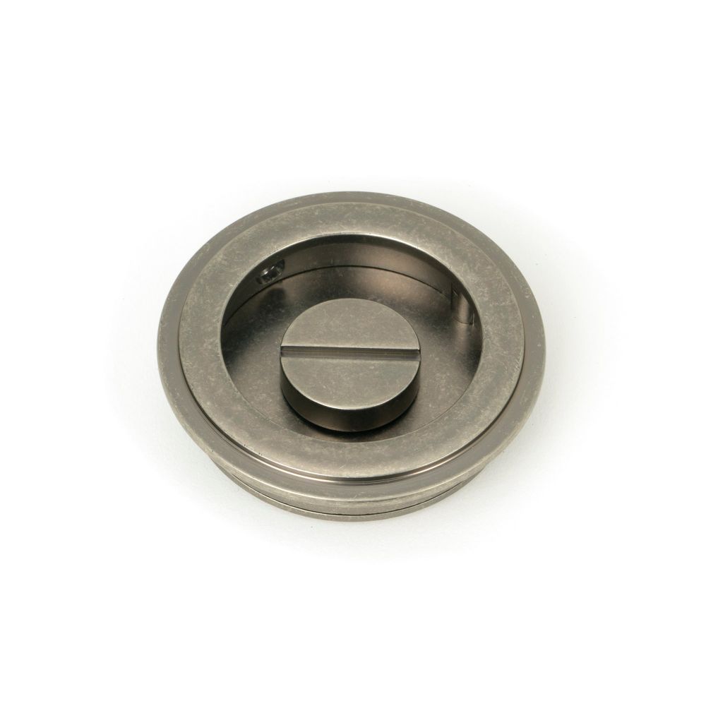From The Anvil - Pewter 60mm Art Deco Round Pull - Privacy Set | Sku. 50182 | Trade Door Handles.