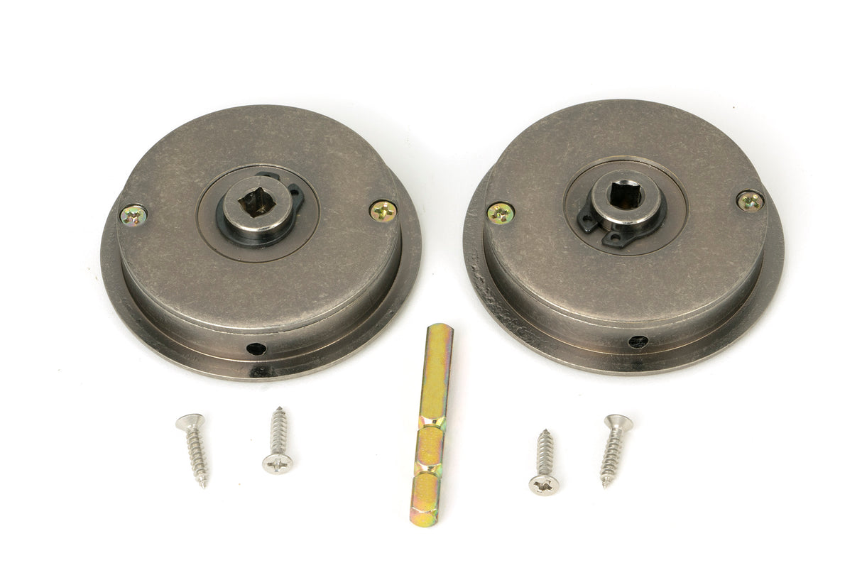 From The Anvil - Pewter 60mm Art Deco Round Pull - Privacy Set | Sku. 50182 | Trade Door Handles.