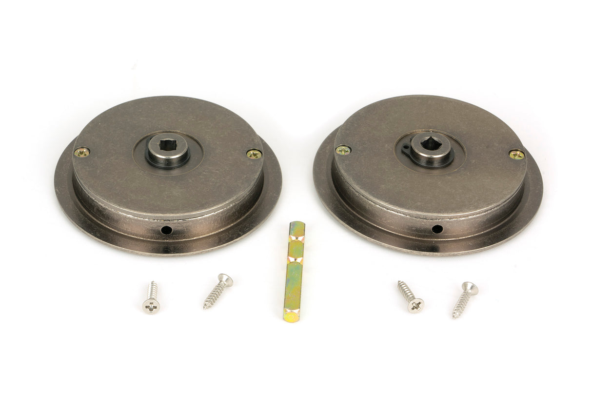 From The Anvil - Pewter 75mm Art Deco Round Pull - Privacy Set | Sku. 50183 | Trade Door Handles.