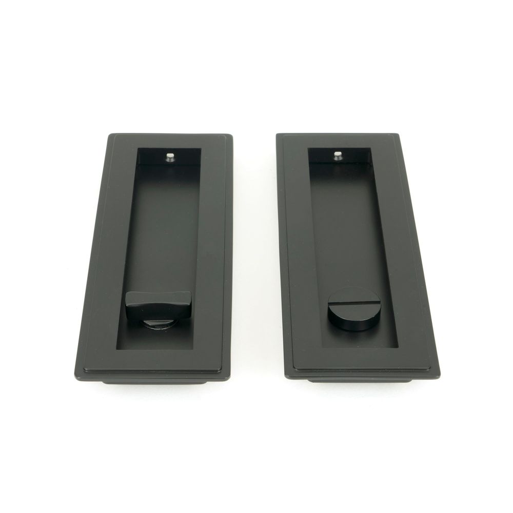 From The Anvil - Matt Black 175mm Art Deco Rectangular Pull - Privacy Set | Sku. 50210 | Trade Door Handles.