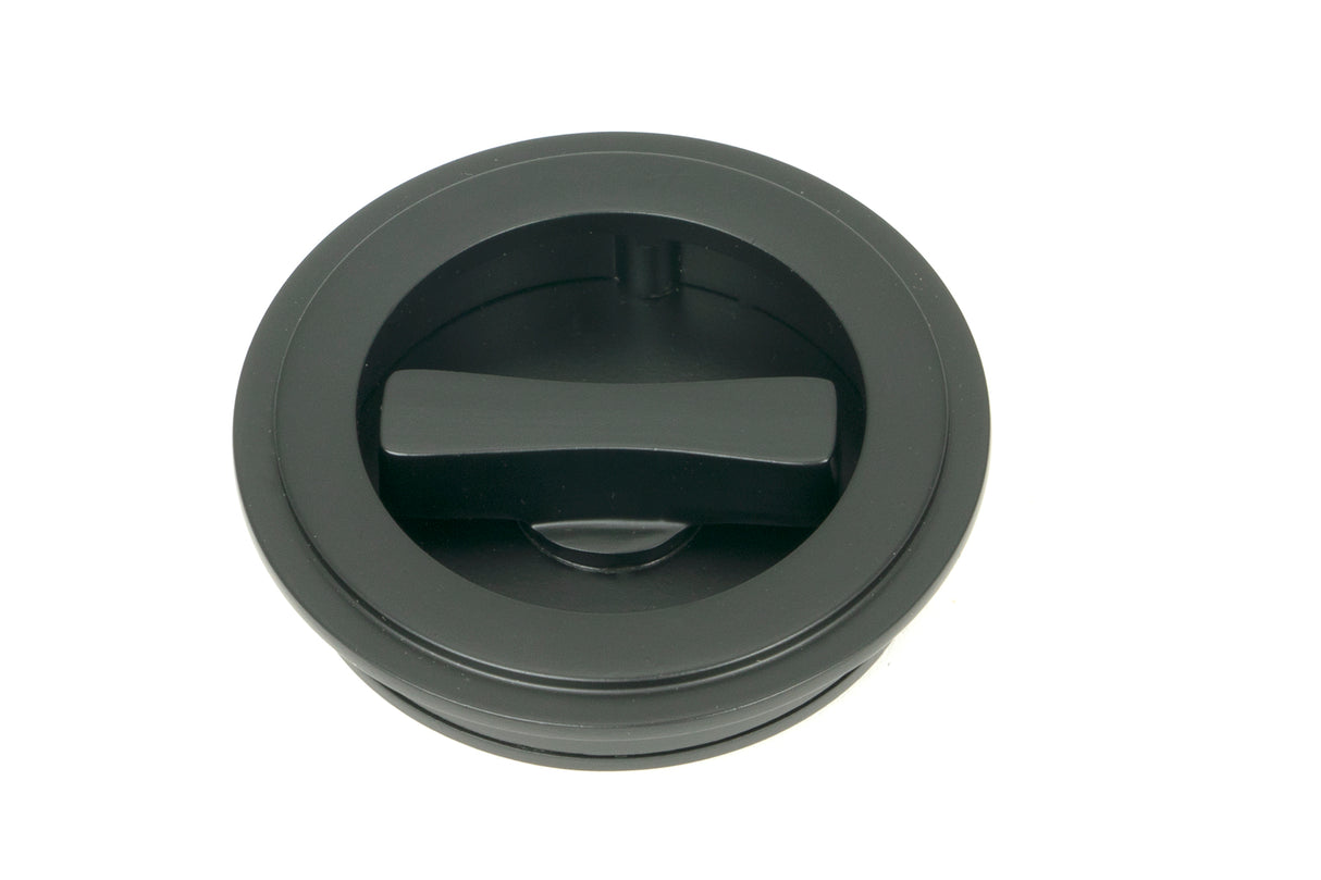 From The Anvil - Matt Black 60mm Art Deco Round Pull - Privacy Set | Sku. 50218 | Trade Door Handles.