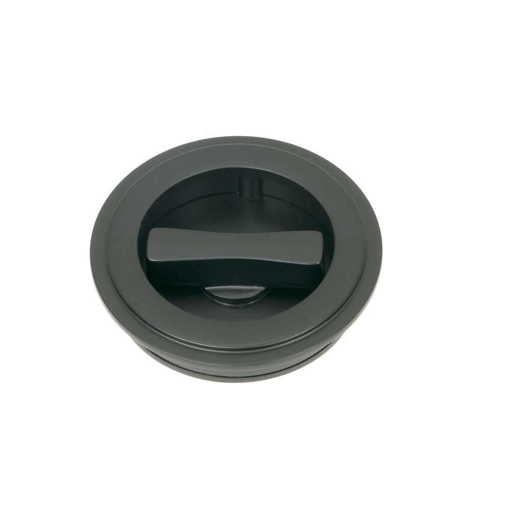 From The Anvil - Matt Black 60mm Art Deco Round Pull - Privacy Set | Sku. 50218 | Trade Door Handles.