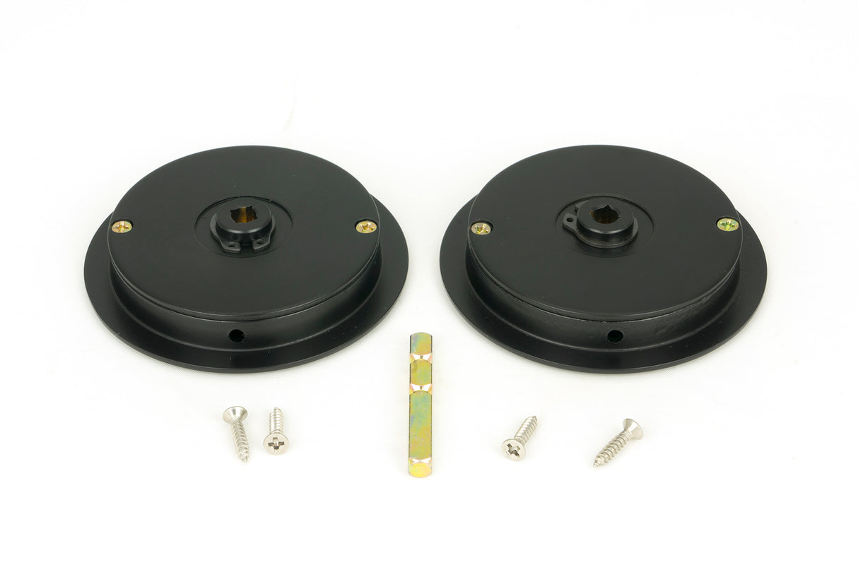 From The Anvil - Matt Black 75mm Art Deco Round Pull - Privacy Set | Sku. 50219 | Trade Door Handles.