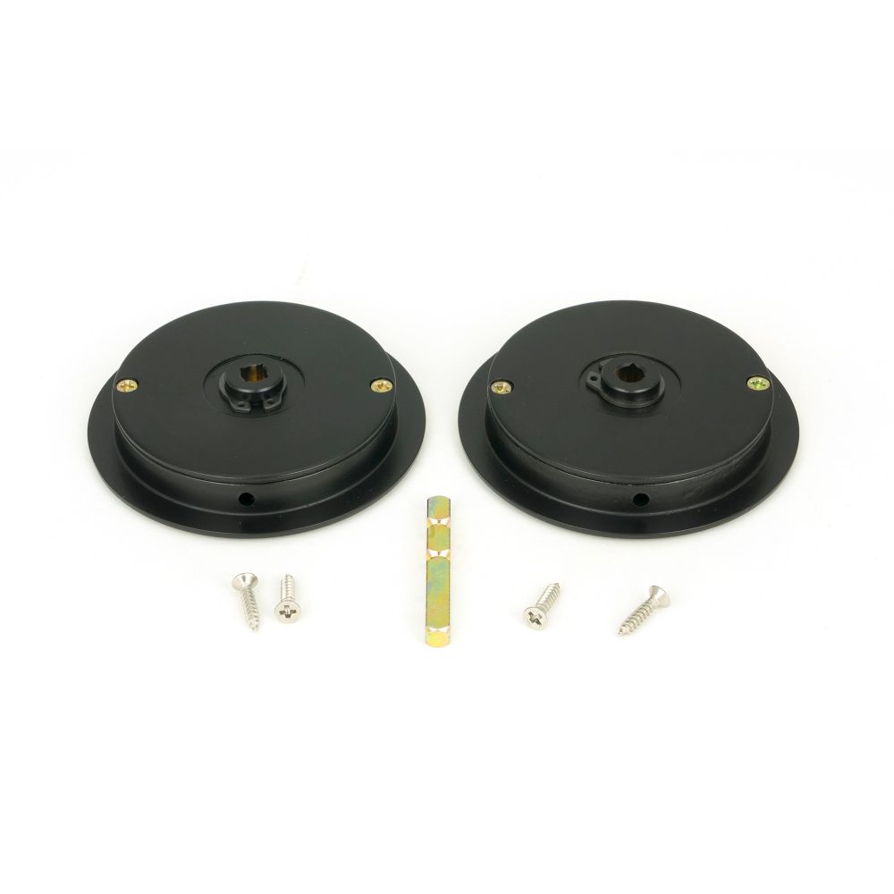 From The Anvil - Matt Black 75mm Art Deco Round Pull - Privacy Set | Sku. 50219 | Trade Door Handles.