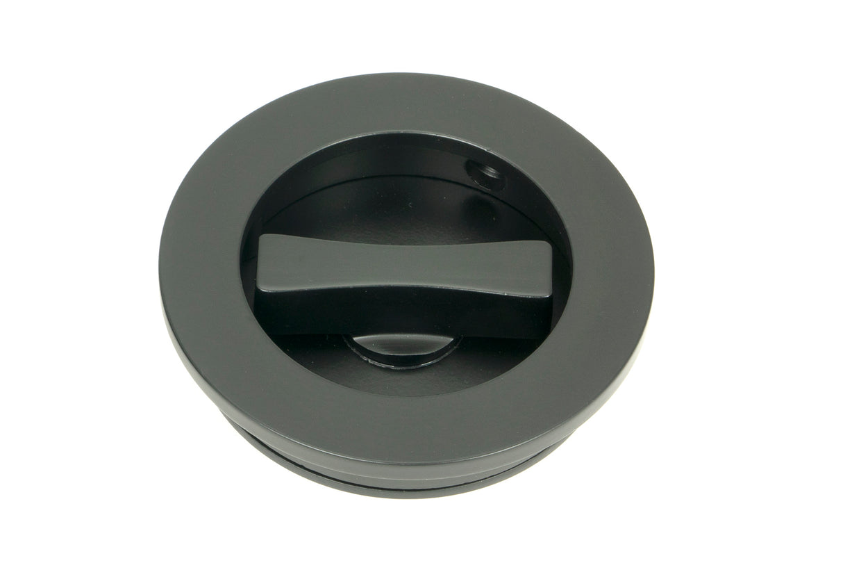 From The Anvil - Matt Black 60mm Plain Round Pull - Privacy Set | Sku. 50220 | Trade Door Handles.