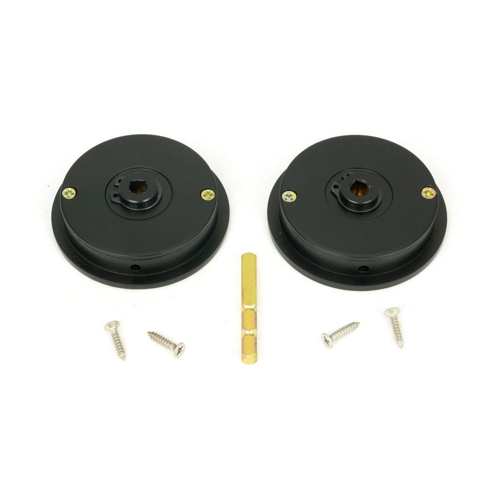 From The Anvil - Matt Black 60mm Plain Round Pull - Privacy Set | Sku. 50220 | Trade Door Handles.