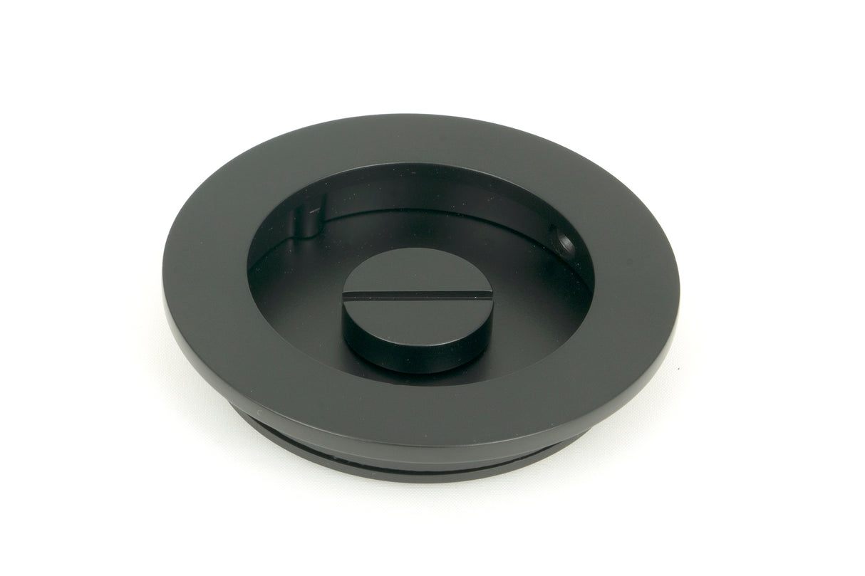 From The Anvil - Matt Black 75mm Plain Round Pull - Privacy Set | Sku. 50221 | Trade Door Handles.