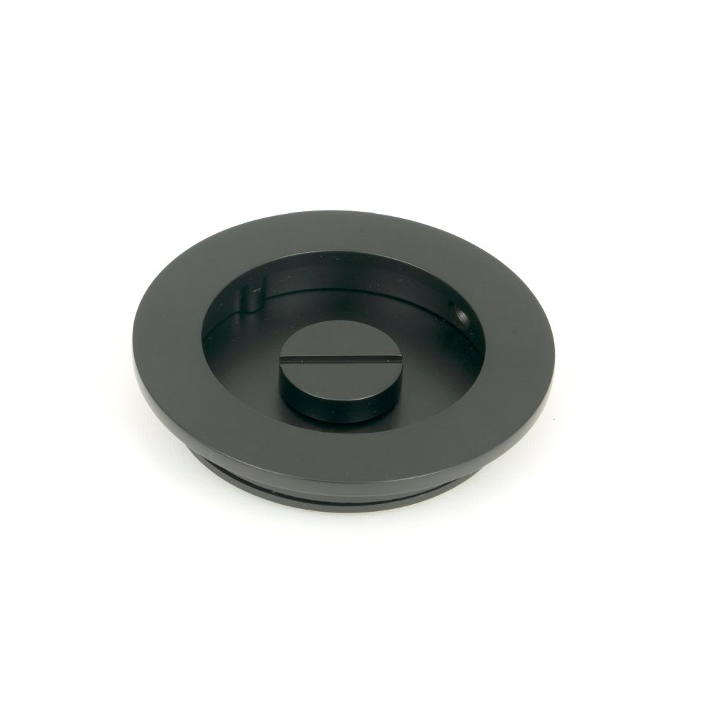 From The Anvil - Matt Black 75mm Plain Round Pull - Privacy Set | Sku. 50221 | Trade Door Handles.