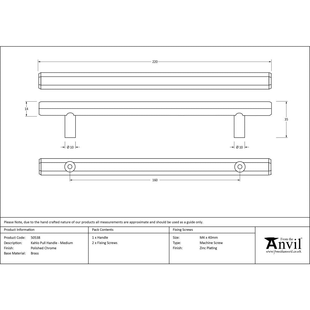 From The Anvil - Polished Chrome Kahlo Pull Handle - Medium | Sku. 50538 | Trade Door Handles.