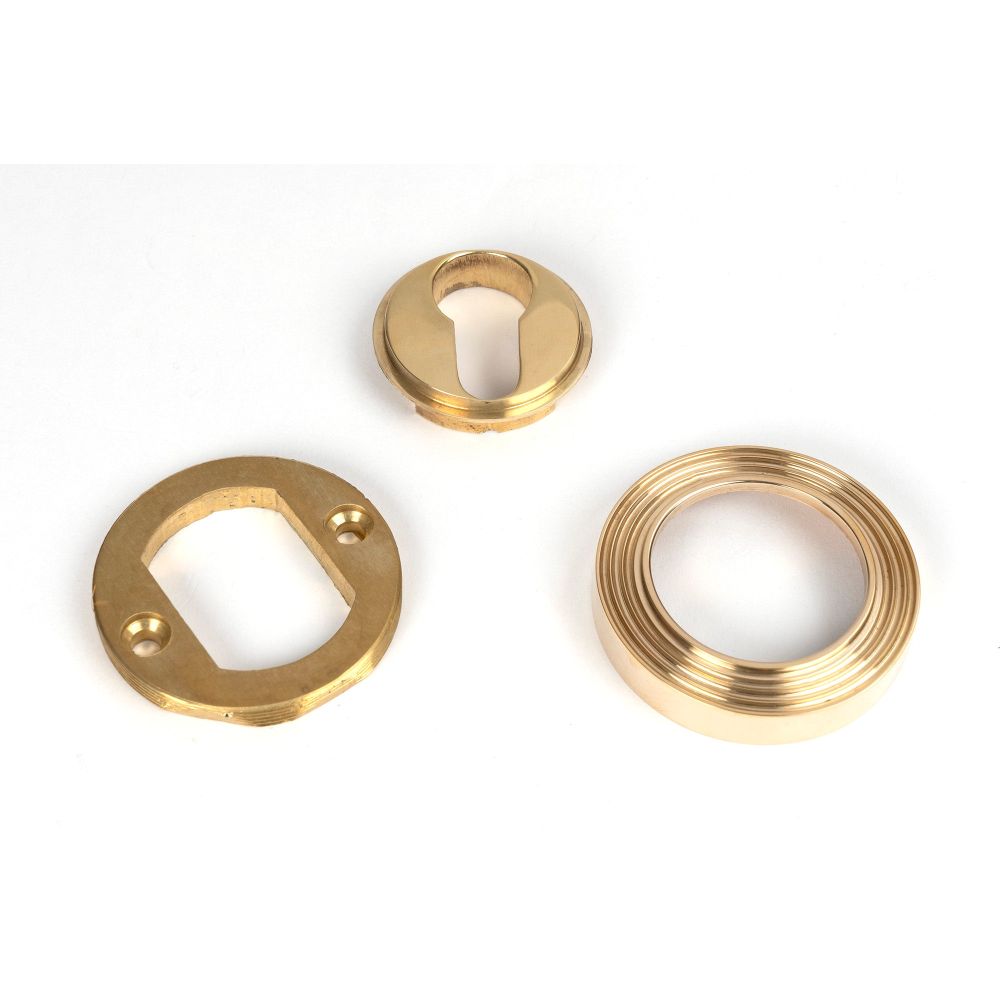 From The Anvil - Polished Brass Round Euro Escutcheon (Beehive) | Sku. 50594 | Trade Door Handles.