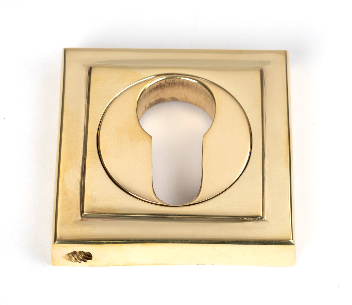 From The Anvil - Polished Brass Round Euro Escutcheon (Square) | Sku. 50595 | Trade Door Handles.