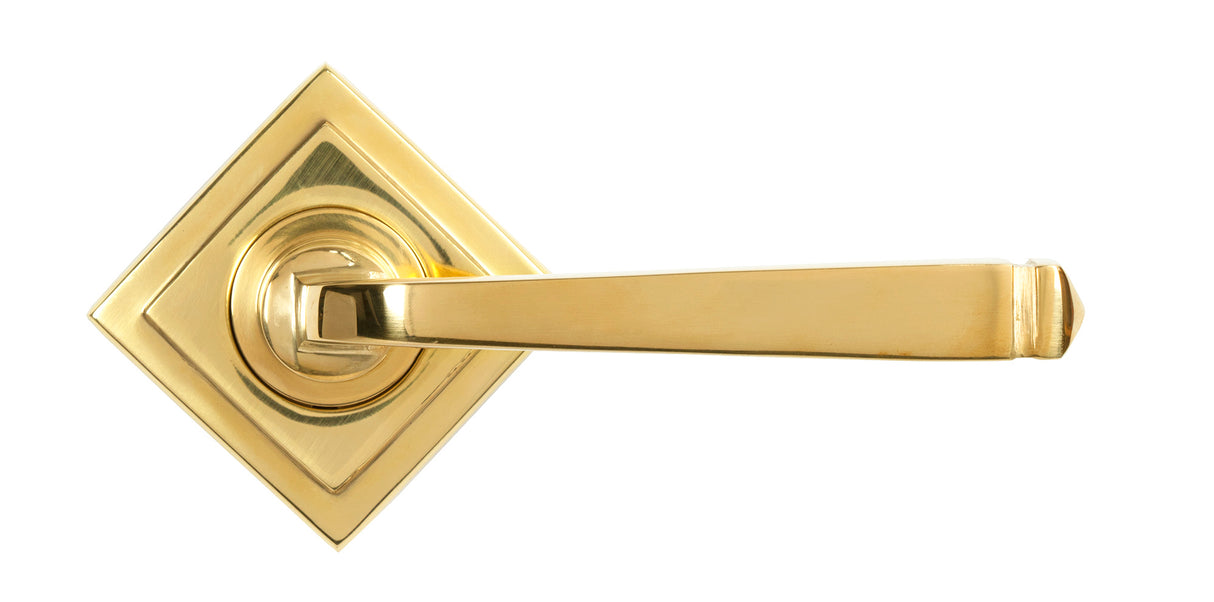 From The Anvil - Polished Brass Avon Round Lever on Rose Set (Square) - Unsprung | Sku. 50603 | Trade Door Handles.