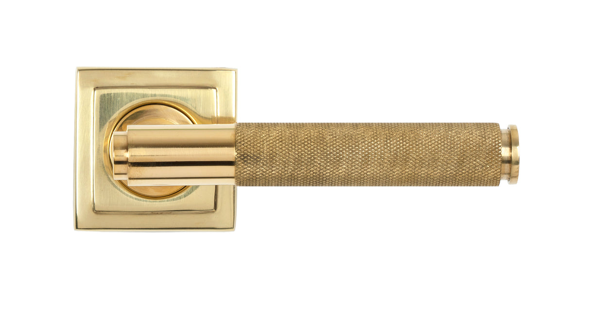 From The Anvil - Polished Brass Brompton Lever on Rose Set (Square) | Sku. 50611 | Trade Door Handles.