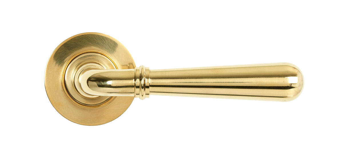 From The Anvil - Polished Brass Newbury Lever on Rose Set (Plain) - Unsprung | Sku. 50619 | Trade Door Handles.