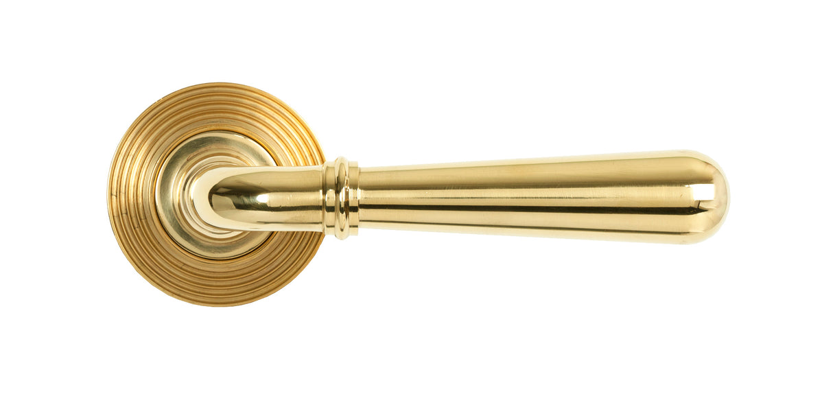 From The Anvil - Polished Brass Newbury Lever on Rose Set (Beehive) - Unsprung | Sku. 50623 | Trade Door Handles.