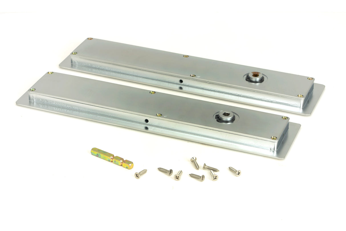 From The Anvil - Satin Chrome 250mm Art Deco Rectangular Pull - Privacy Set | Sku. 50641 | Trade Door Handles.