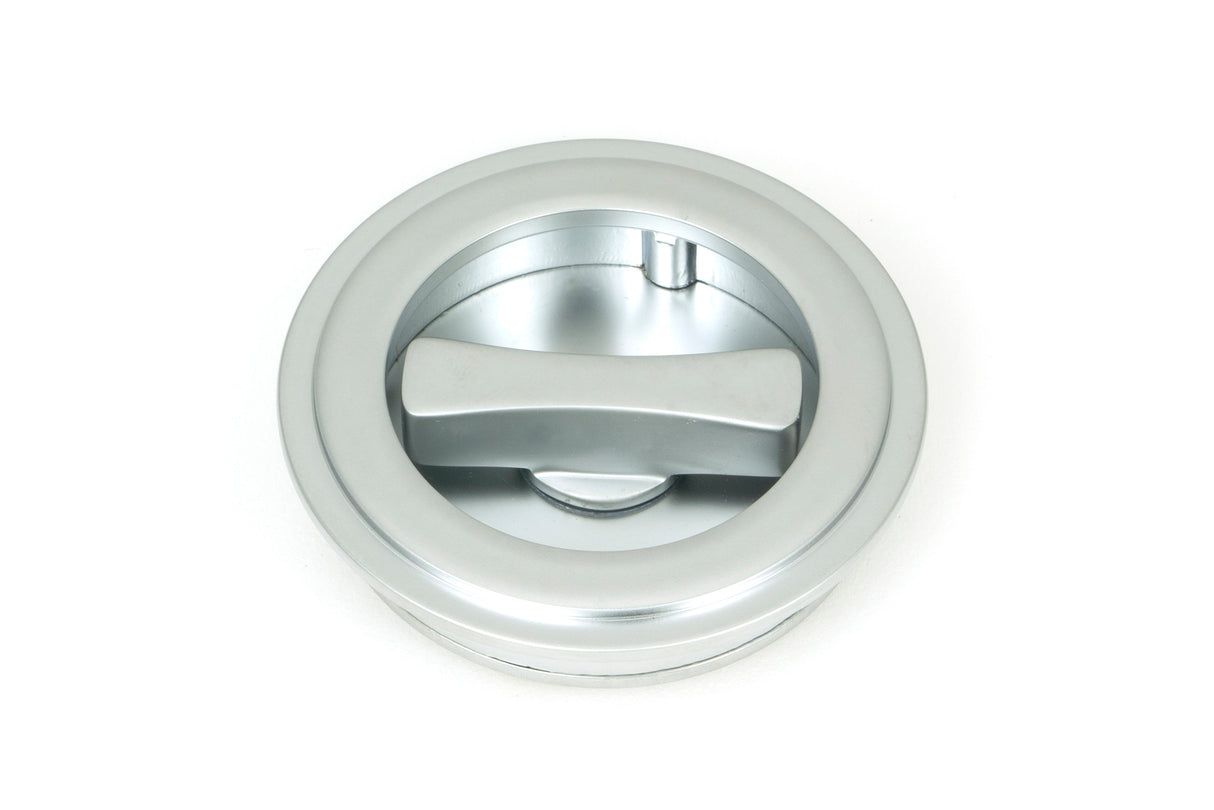 From The Anvil - Satin Chrome 60mm Art Deco Round Pull - Privacy Set | Sku. 50648 | Trade Door Handles.