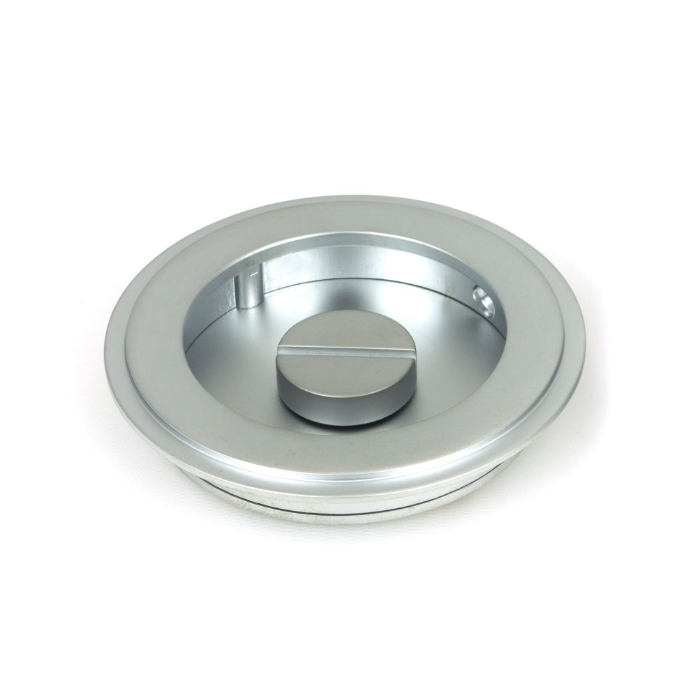 From The Anvil - Satin Chrome 75mm Art Deco Round Pull - Privacy Set | Sku. 50649 | Trade Door Handles.