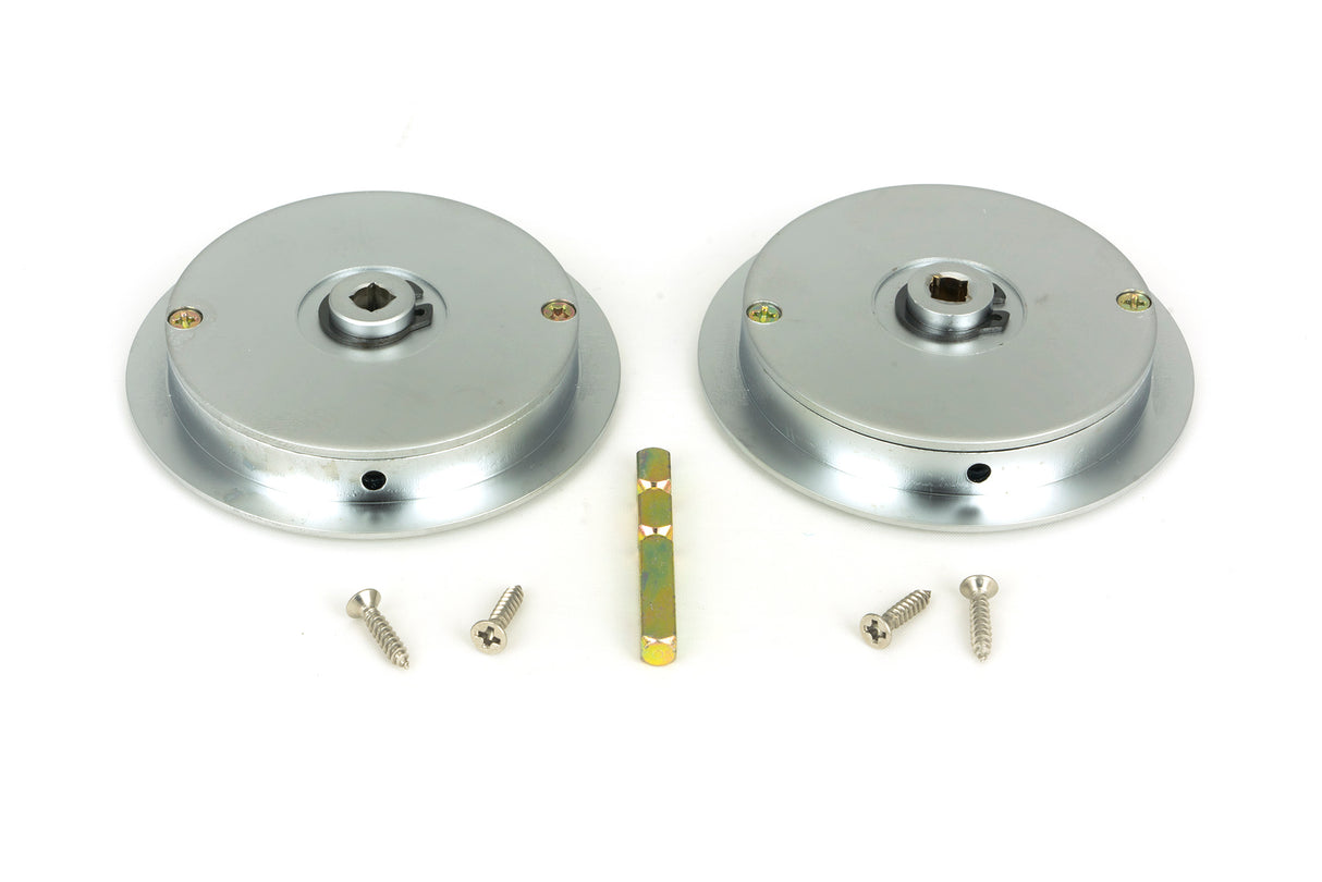 From The Anvil - Satin Chrome 75mm Art Deco Round Pull - Privacy Set | Sku. 50649 | Trade Door Handles.