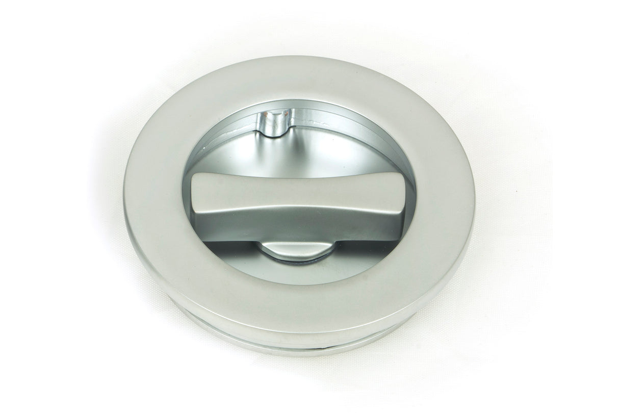 From The Anvil - Satin Chrome 60mm Plain Round Pull - Privacy Set | Sku. 50650 | Trade Door Handles.