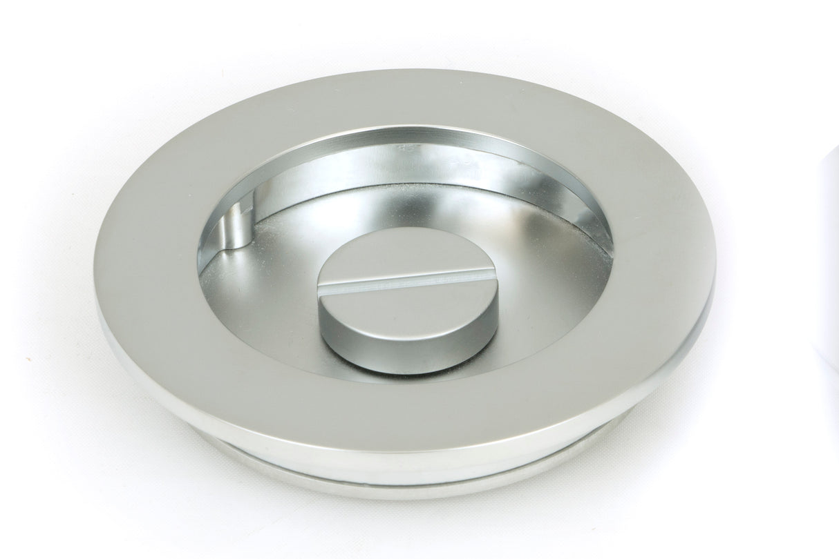 From The Anvil - Satin Chrome 75mm Plain Round Pull - Privacy Set | Sku. 50651 | Trade Door Handles.