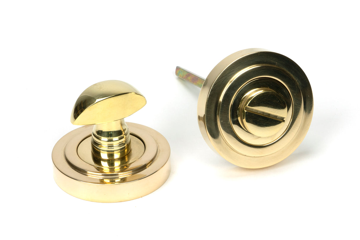 From The Anvil - Polished Brass Round Thumbturn Set (Art Deco) | Sku. 50751 | Trade Door Handles.