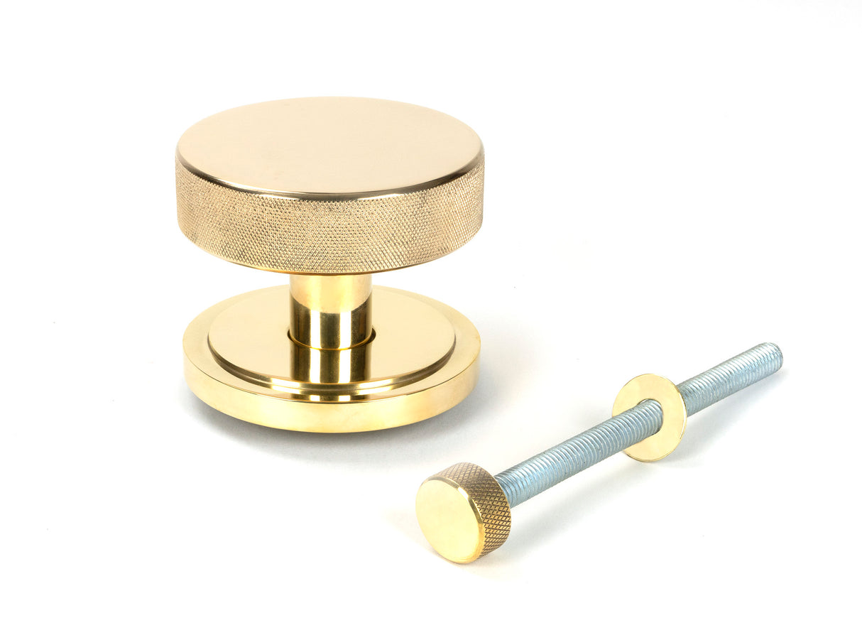 From The Anvil - Polished Brass Brompton Centre Door Knob (Art Deco) | Sku. 50827 | Trade Door Handles.