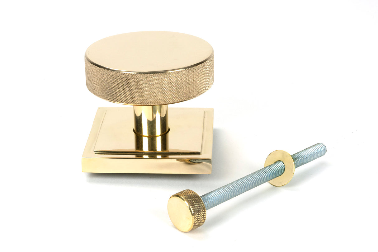 From The Anvil - Polished Brass Brompton Centre Door Knob (Square) | Sku. 50829 | Trade Door Handles.