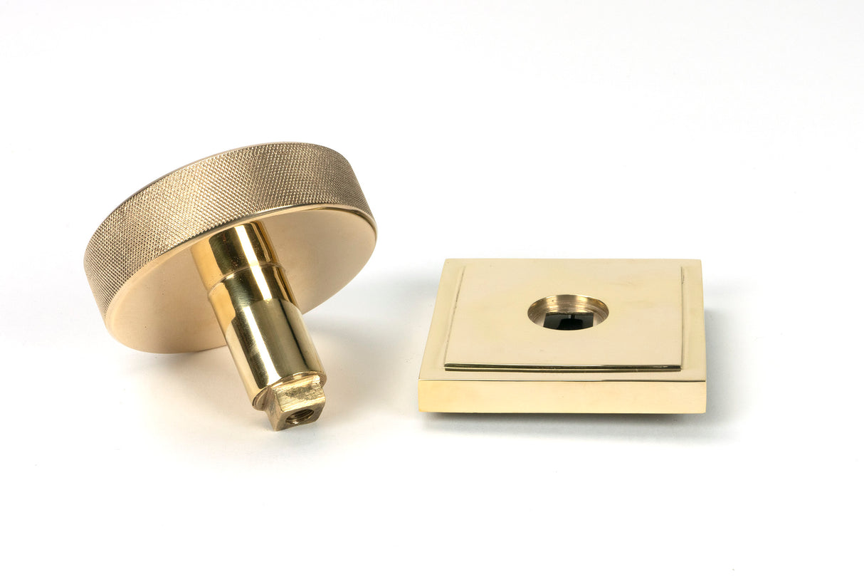 From The Anvil - Polished Brass Brompton Centre Door Knob (Square) | Sku. 50829 | Trade Door Handles.