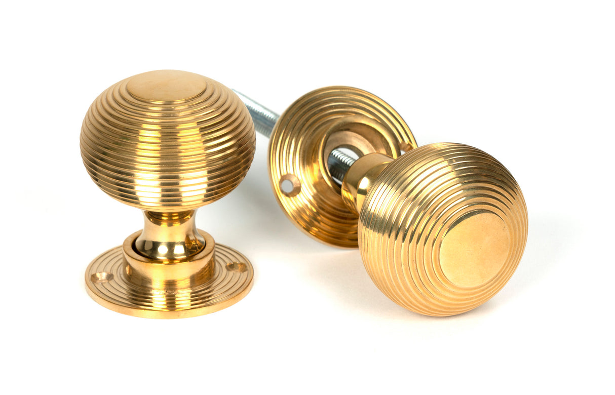From The Anvil - Polished Brass Heavy Beehive Mortice/Rim Knob Set | Sku. 50840 | Trade Door Handles.