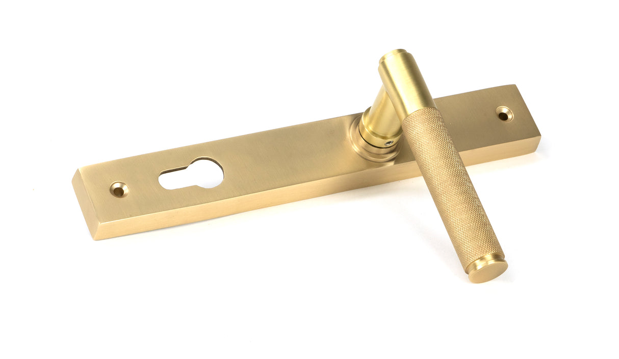 From The Anvil - Satin Brass Brompton Slimline Lever Espag. Lock Set | Sku. 50841 | Trade Door Handles.
