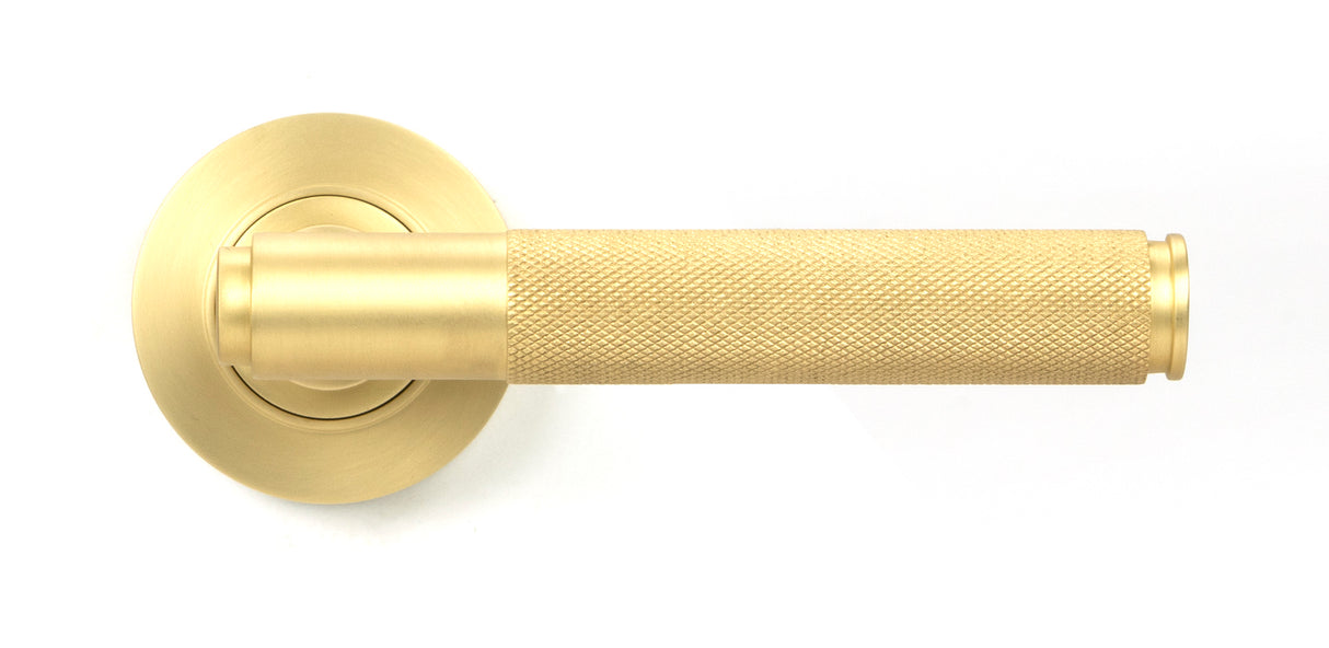 From The Anvil - Satin Brass Brompton Lever on Rose Set (Plain) - Unsprung | Sku. 50847 | Trade Door Handles.