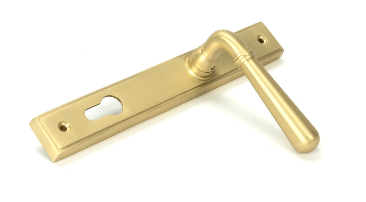 From The Anvil - Satin Brass Newbury Slimline Lever Espag. Lock Set | Sku. 50851 | Trade Door Handles.