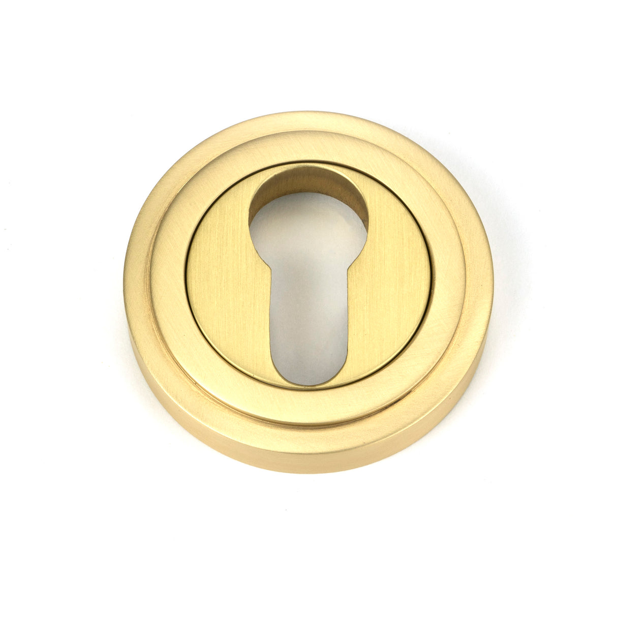 From The Anvil - Satin Brass Round Euro Escutcheon (Art Deco) | Sku. 50877 | Trade Door Handles.