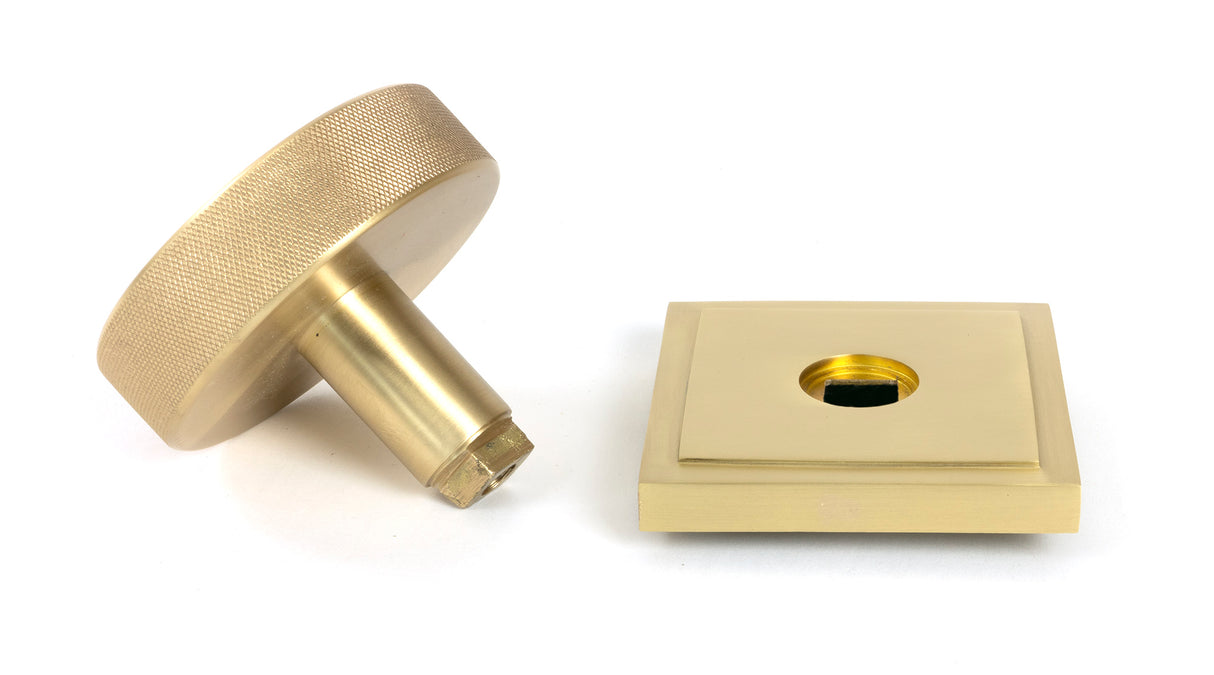 From The Anvil - Satin Brass Brompton Centre Door Knob (Square) | Sku. 50896 | Trade Door Handles.