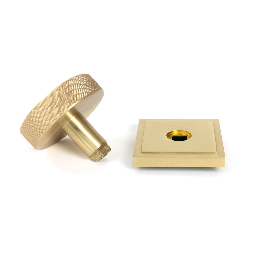 From The Anvil - Satin Brass Brompton Centre Door Knob (Square) | Sku. 50896 | Trade Door Handles.