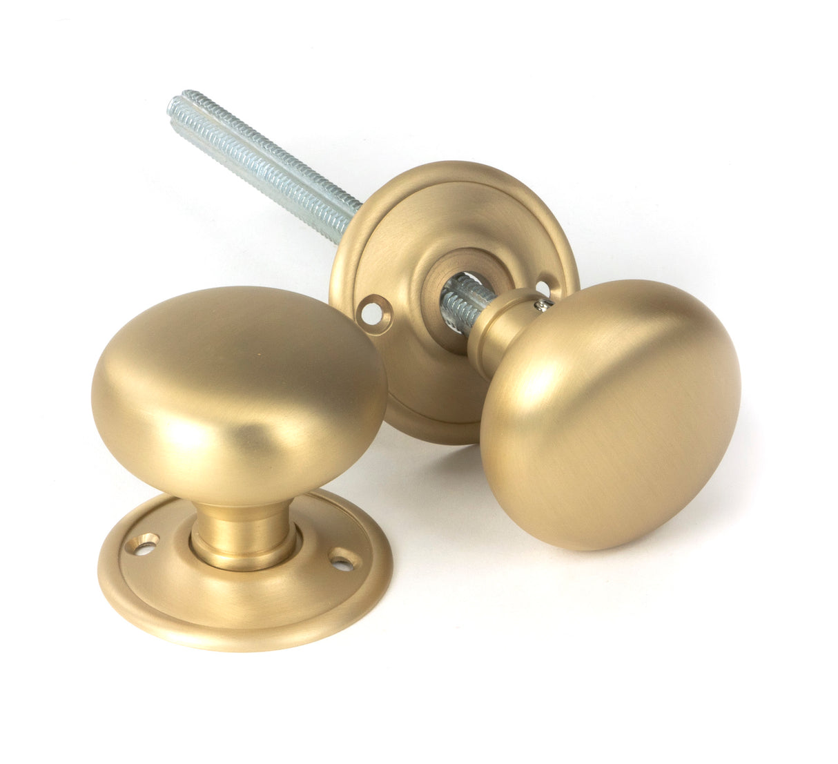 From The Anvil - Satin Brass Mushroom Mortice/Rim Knob Set | Sku. 50901 | Trade Door Handles.