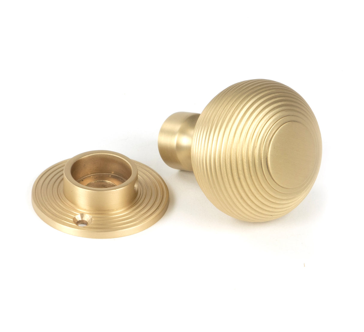 From The Anvil - Satin Brass Heavy Beehive Mortice/Rim Knob Set | Sku. 50902 | Trade Door Handles.