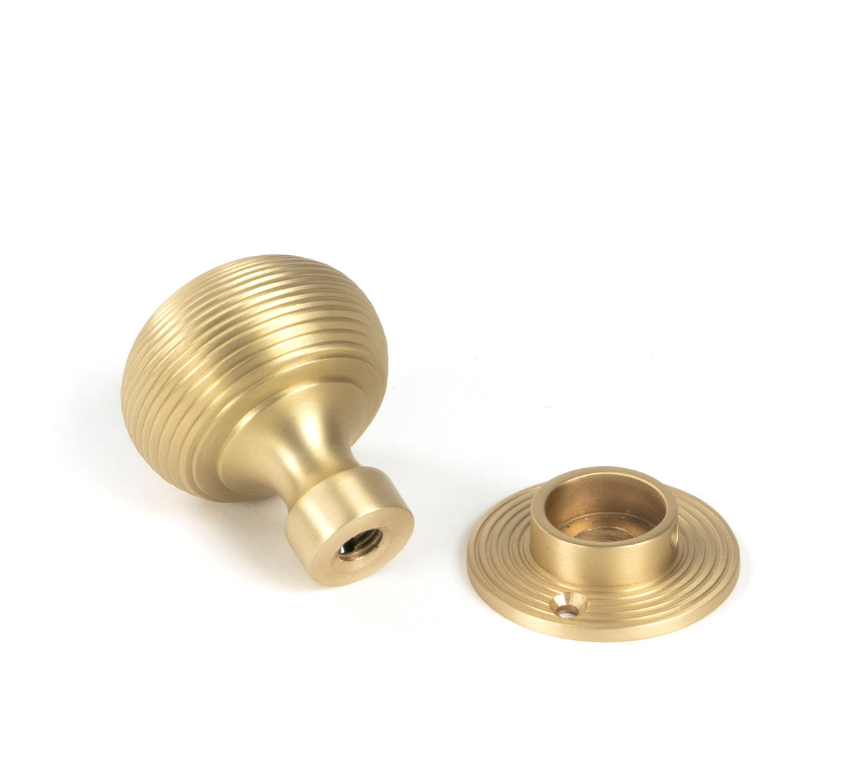 From The Anvil - Satin Brass Heavy Beehive Mortice/Rim Knob Set | Sku. 50902 | Trade Door Handles.