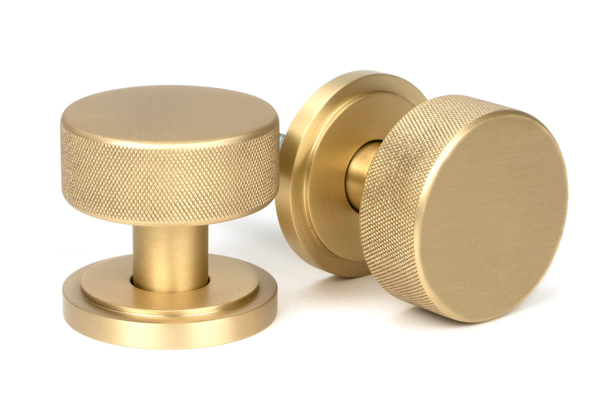 From The Anvil - Satin Brass Brompton Mortice/Rim Knob Set (Art Deco) | Sku. 50909 | Trade Door Handles.