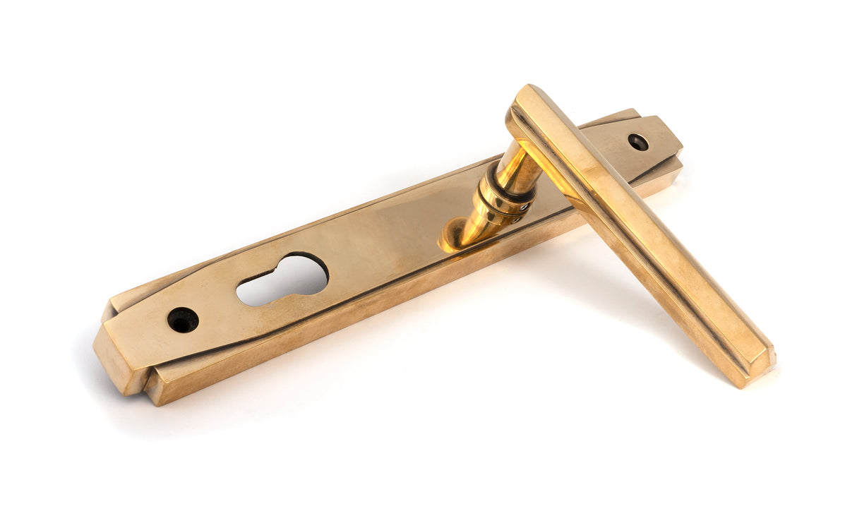 From The Anvil - Aged Brass Art Deco Slimline Lever Espag. Lock Set | Sku. 51186 | Trade Door Handles.